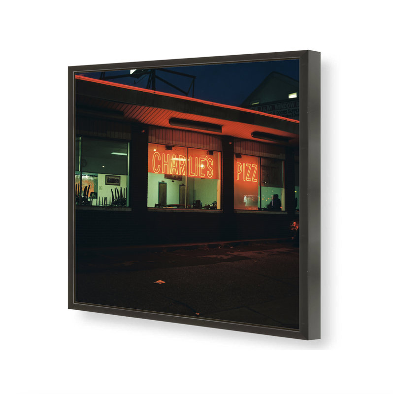 Good Good Black Art "Charlies Pizz (eria)", art mural par Stanley Collins | Reproduction carrée encadrée | Édition limitée