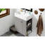 Armoire de salle de bain flottante de 21,6 pouces avec lavabo en céramique, trou de trop-plein, rangement à droite, tablettes ouvertes pour meuble-lavabo gris, portes simples à fermeture en douceur pour une utilisation silencieuse-121113790
