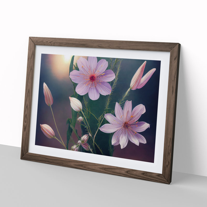 Tantalising Wildflowers Floral - Single Picture Frame Print, 46cm H x 64cm W, Walnut