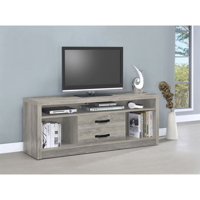 Bergeron Grey Driftwood 2-Drawer Engineered Wood TV Stand