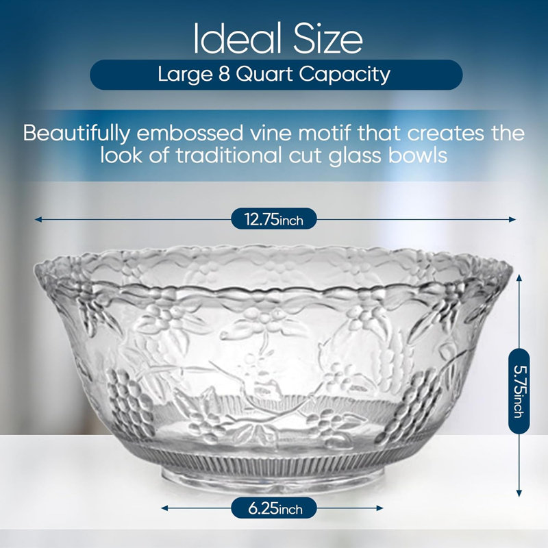 Ensemble de 2 bols en plastique d'aspect cristal avec louche - Service en relief sans BPA pour les fêtes, les mariages et les événements