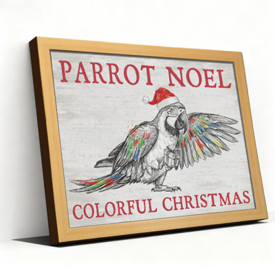 Ensemble de 1 tableau mural sur toile colorée « Perroquet de Noël »