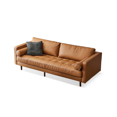 Causeuse coussin orange en cuir véritable