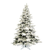 Utica Flocked Green/White Fir Artificial Christmas Tree with Stand