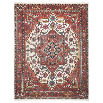 Tapis rose en laine noué à la main 8 pi 10 po x 12 po Oushak