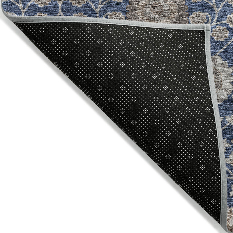 Navy Rectangular Washable Synthetic Flat Woven Rug 30" x 20"