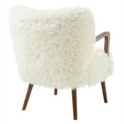 Zerra Faux Shearling Accent Armchair In White