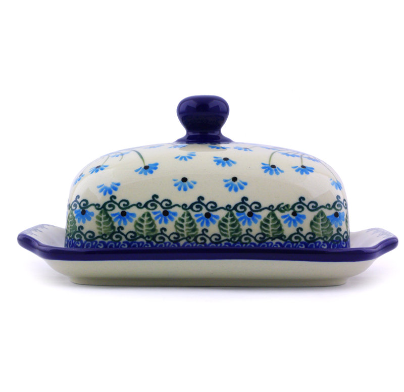Forget Me Not Stoneware Butter Dish