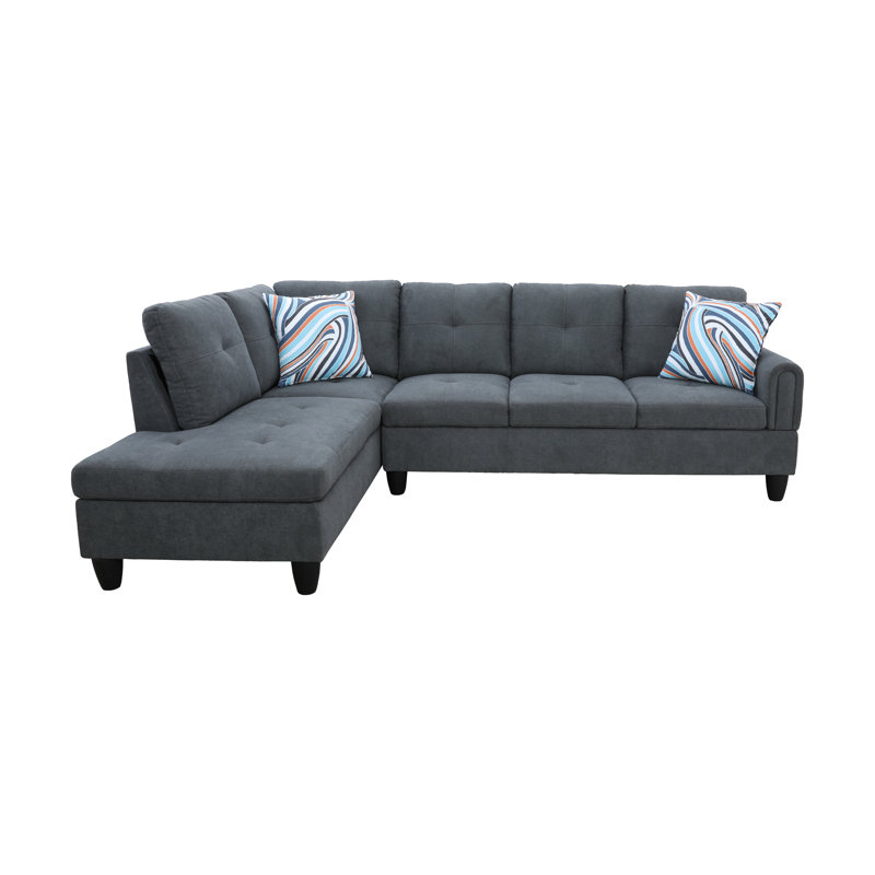 Englewood Upholstered L-Shaped Sectional Left Hand Facing, Dark Gray Linen Blend