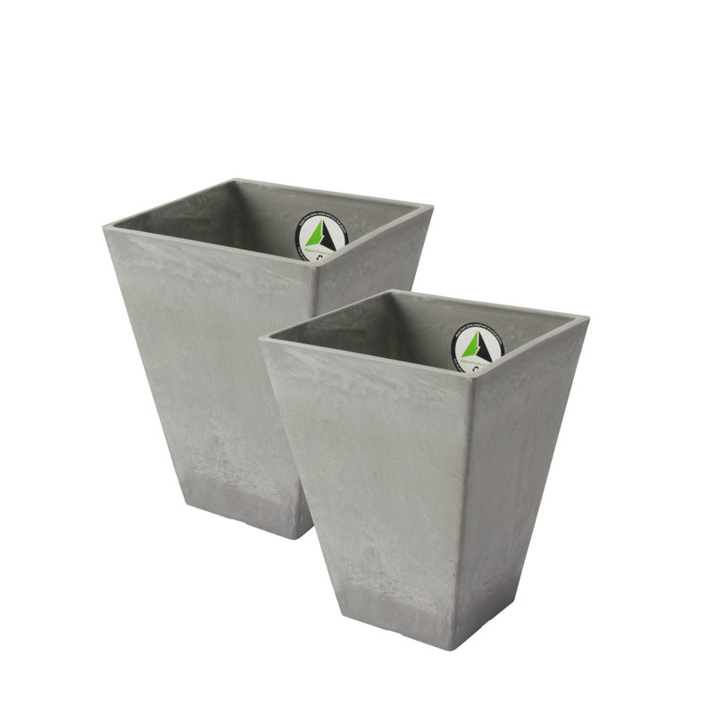 Cara Composite Square Pot Planter Set, Concrete