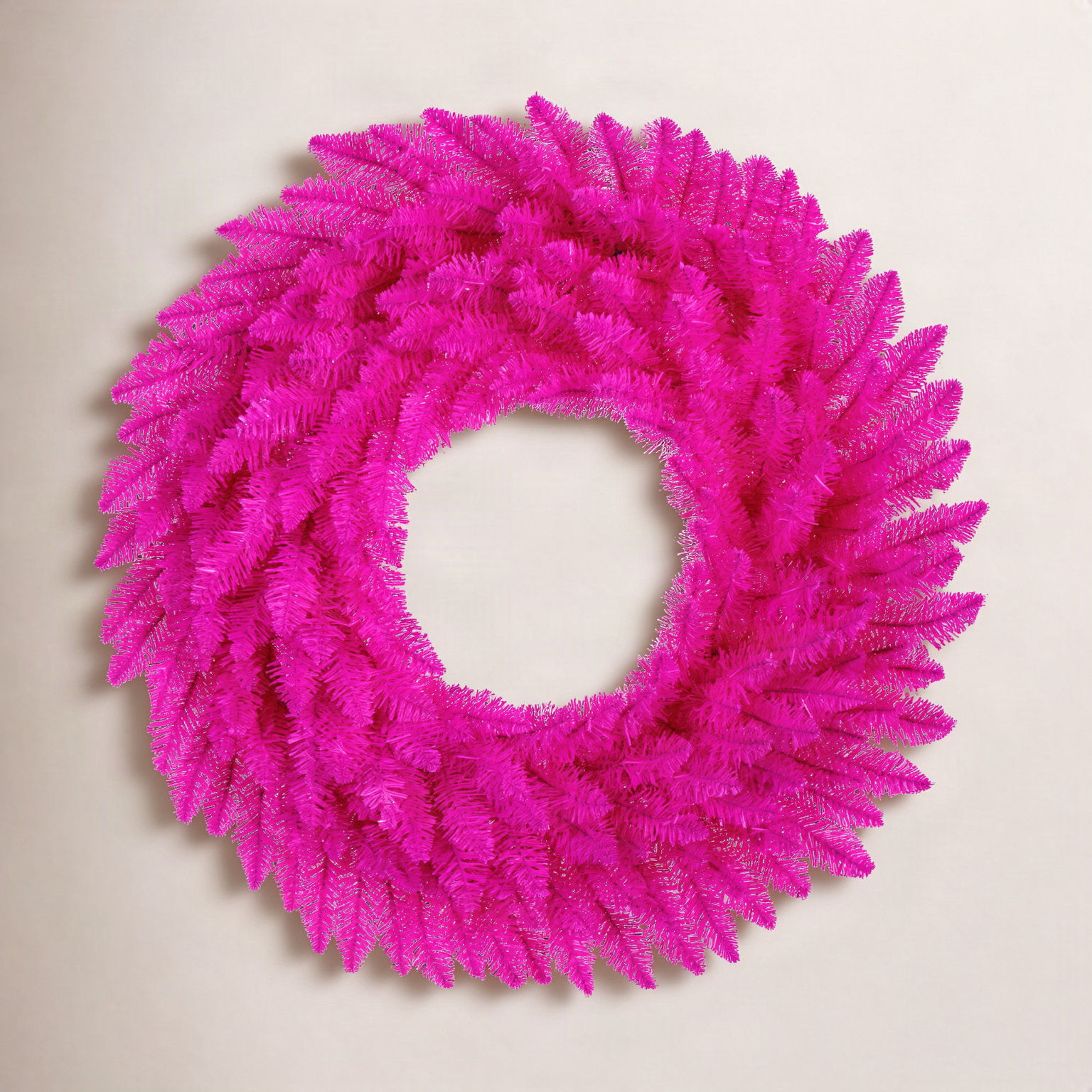 Dakota Fields Artificial UnLit Wreath with Realistic PVC Tips., 24" H x 24" W x 24" D, Pink