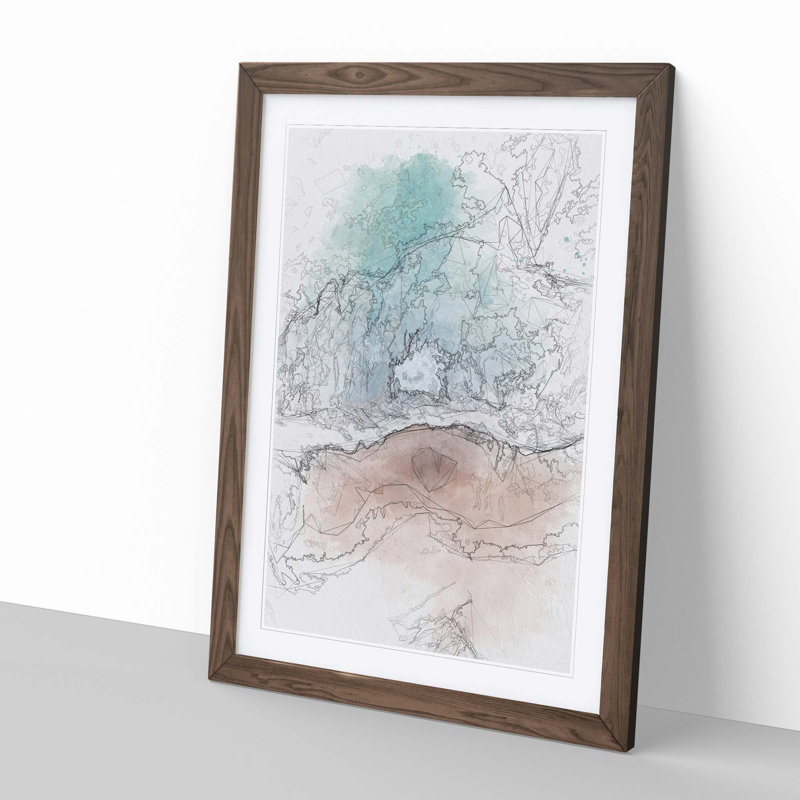 Sandy Beach in Abstract - Picture Frame Graphic Art Print, 50cm H x 35cm W x 2cm D, Walnut