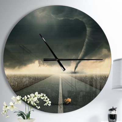 Yellow Yellow on the Dark Road - Horloge murale moderne