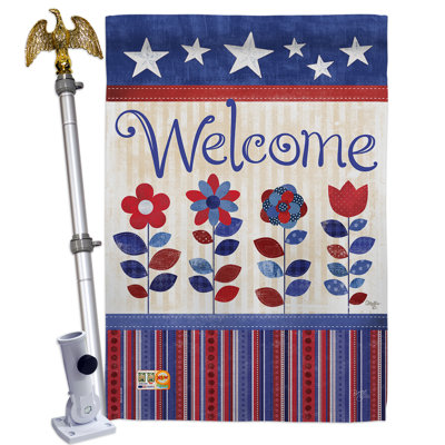 Ensemble de drapeau 2 faces en polyester 4 x 3 pi welcome patriotic