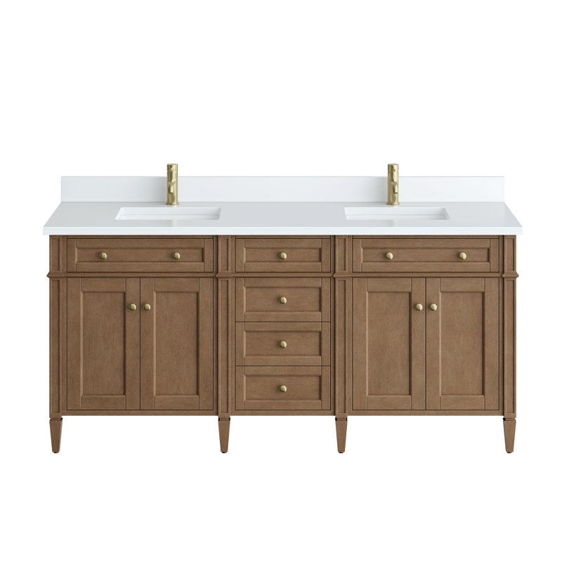 Meuble-lavabo double l 72 po Dussault, Blanc Zeus, Trou unique, Pacane