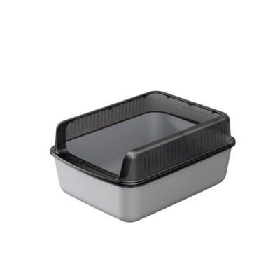 Semi-Enclosed Cat Litter Box with Top Entry, 16.14x12.2x7.87 inches, Gray