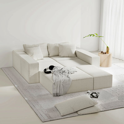 Ensemble de canapé modulaire rembourré moderne, canapé modulaire en L de 132 po avec 6 coussins, canapé-lit combiné gratuit pour le salon, la chambre à coucher