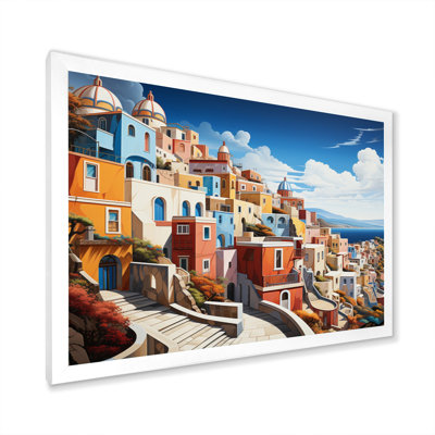 «Colorful Santorini Cityscape Popart II», reproduction d'art sur toile