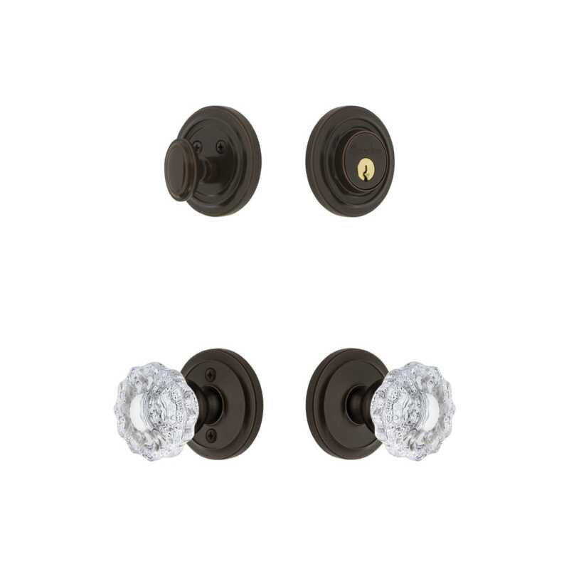 Grandeur Circulaire Rosette Entry Set with Versailles Crystal Knob in Timeless Bronze, 2.375", Timeless Bronze