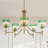 5-Light Modern Pendant Light with Gradient Green Glass Shades