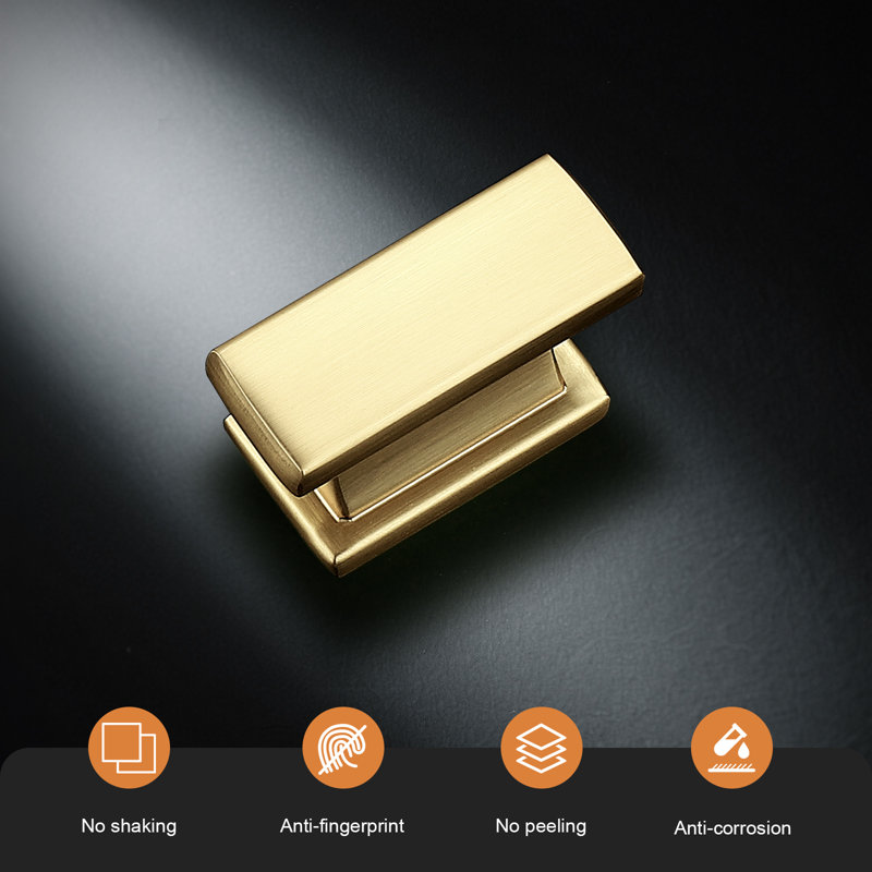 Probrico Single Hole Rectangle Drawer Handles for Kitchen Cabinets, Gold