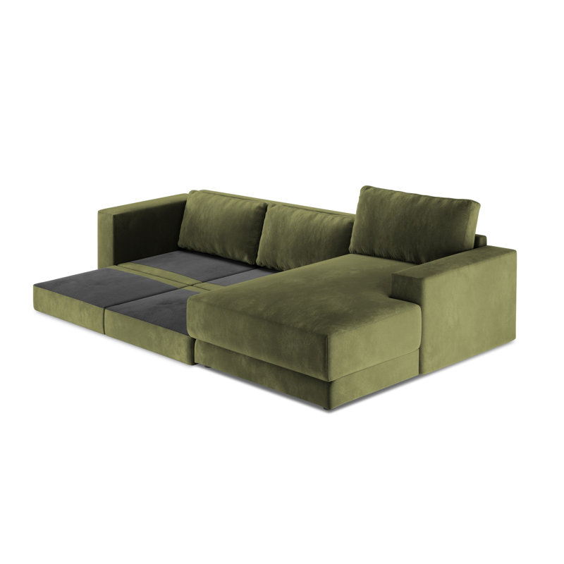 Donatella 6 Seater Sofa Bed, Right Hand Facing, Olive Green Velvet