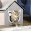 Grand lit pour chat, maison pour chat d'intérieur avec coussin, coussin à griffer, gris