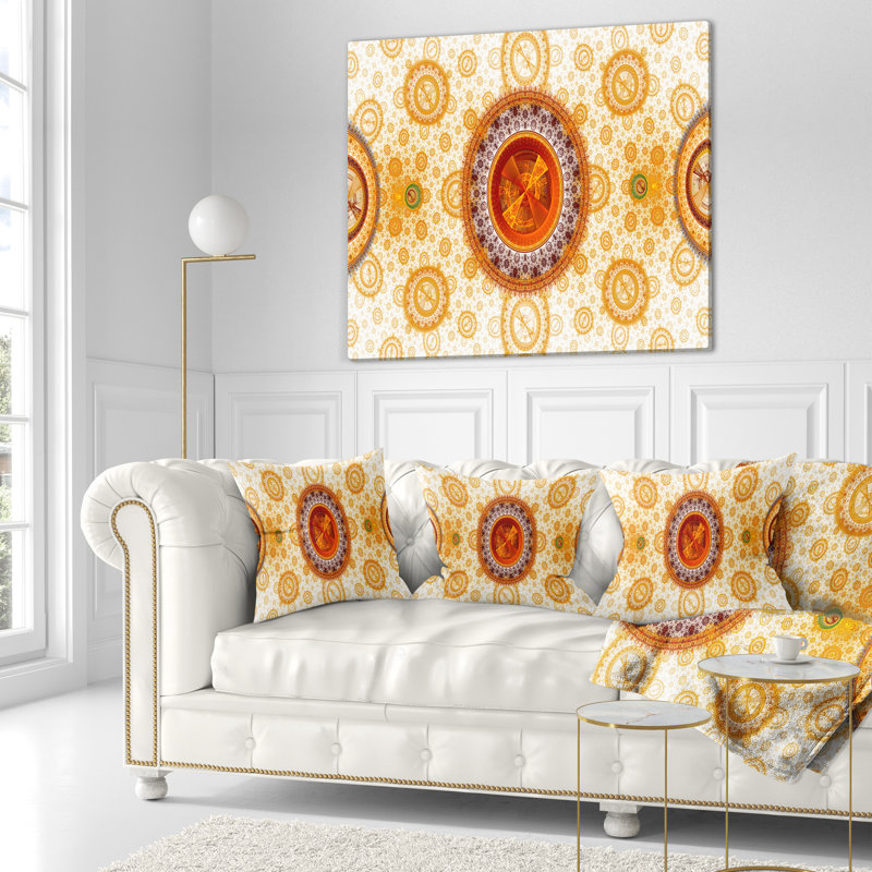 Art psychédélique relaxant - coussin abstrait imprimé, 18 po x 18 po, Jaune, Coussin décoratif