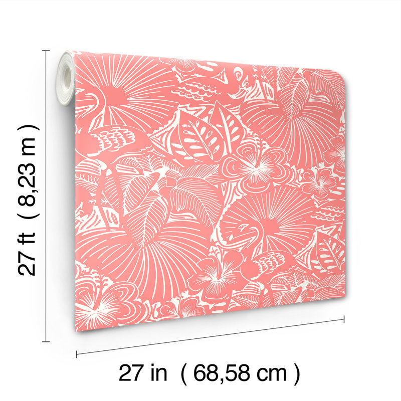 Papier peint floral Idalia, Rose