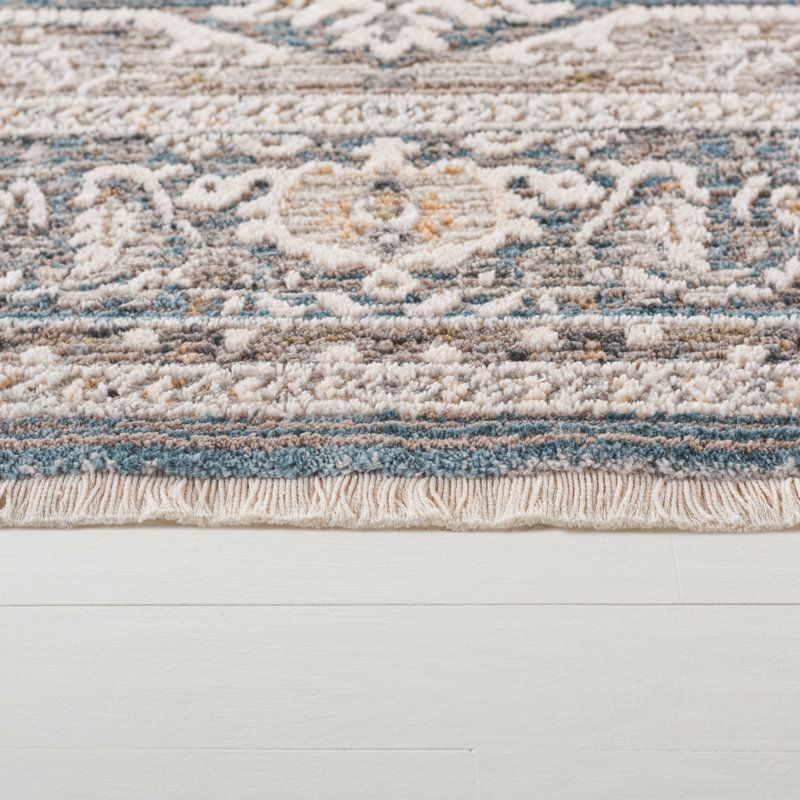 Clover Oriental Area Rug in Blue / Light Grey, Rectangle 8' x 10'