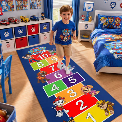 70.8" x 31.5"Paw Patrol Birthday Party Decorations Rug for Kids, Paw Patrol Theme Hopscotch Game Rug Bedroom Desor