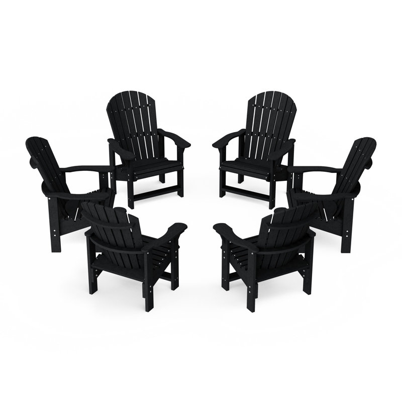 Heritage Upright Adirondack Chairs Set Of 6, Black
