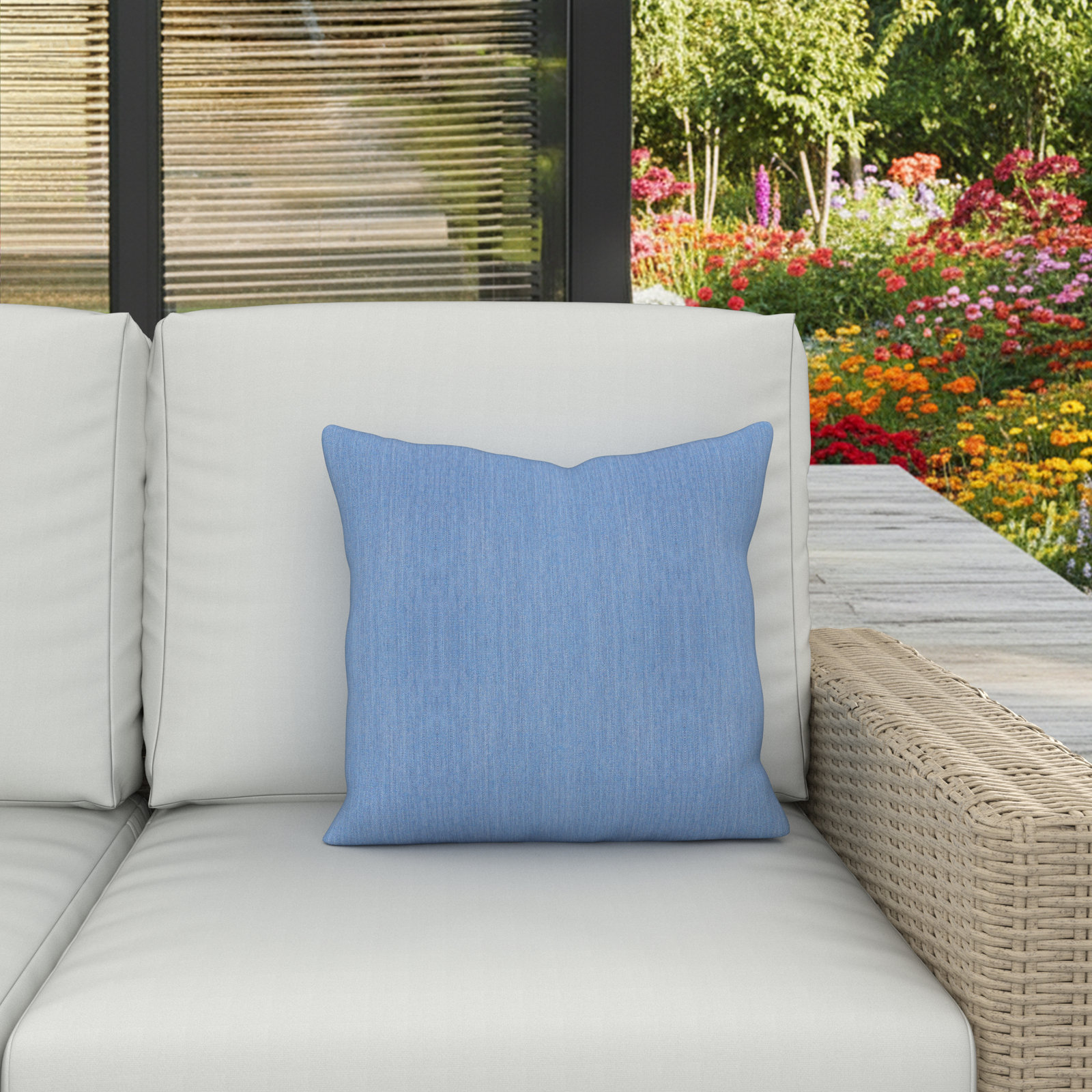 Indoor/Outdoor Throw Pillow, Square 18", Cast Ocean Sunbrella® Plainweave