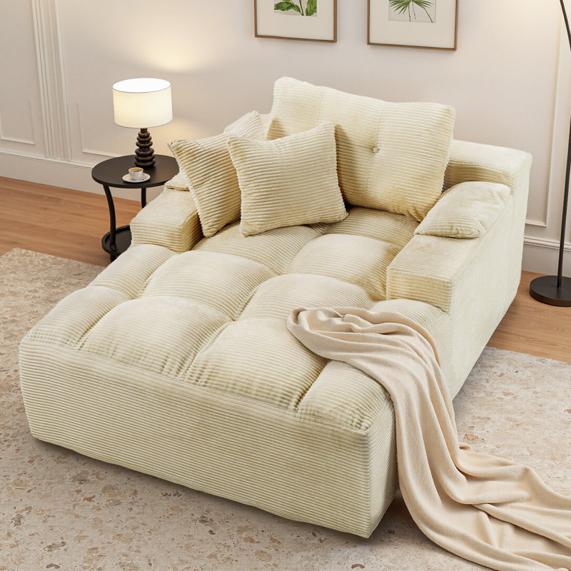Méridienne surdimensionnée pour l'intérieur Tishay, Crème, crème