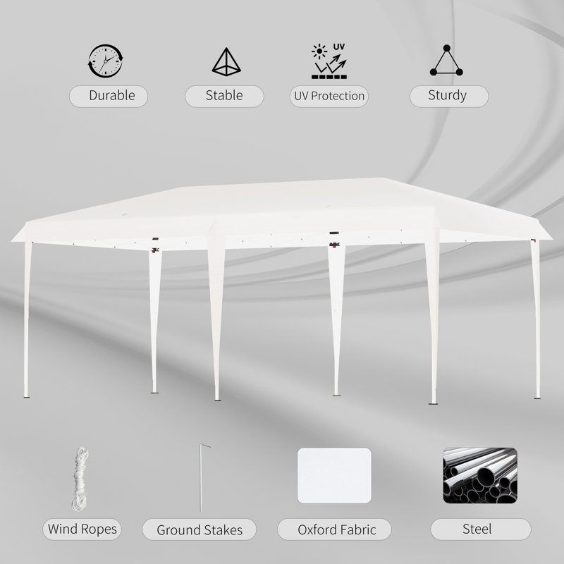 19 Ft. White Steel UV Resistant Pop-Up Canopy Tent