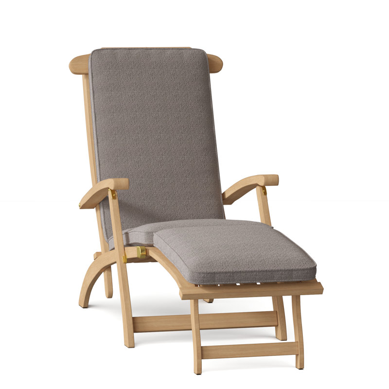 Steamer Outdoor Teak Chaise Lounge, Ash