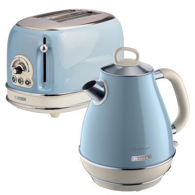 Ariete Vintage 1.7L Stainless Steel Jug Kettle with 2 Slice Toaster Set