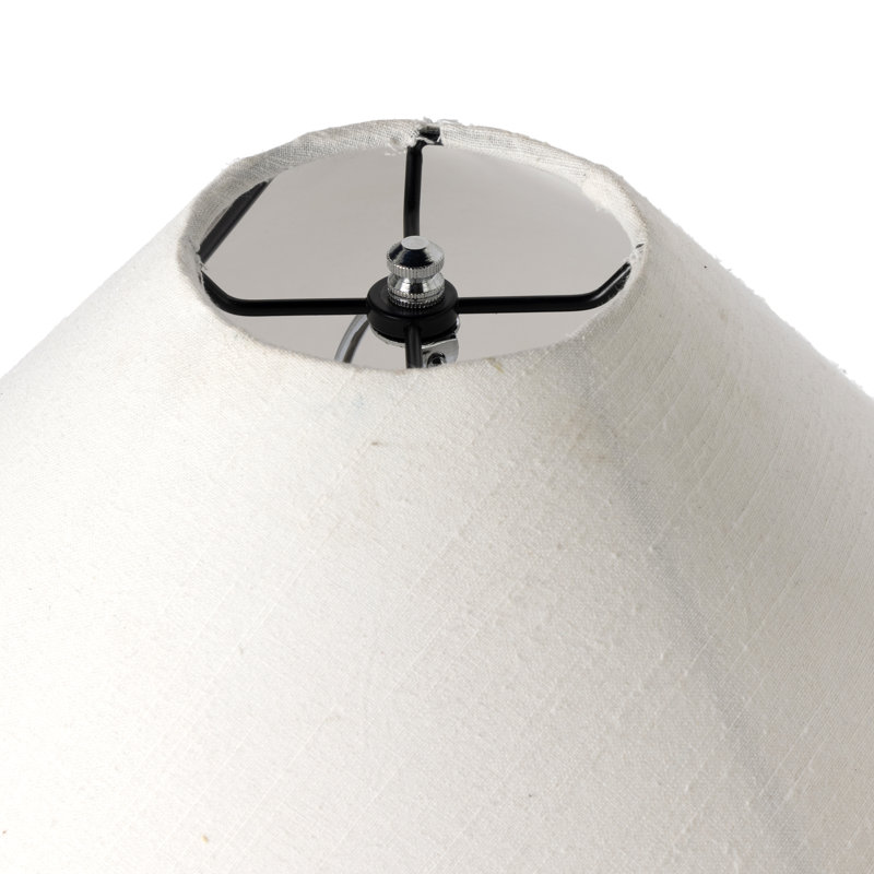 Rustic Brown Ceramic Table Lamp with Linen Shade