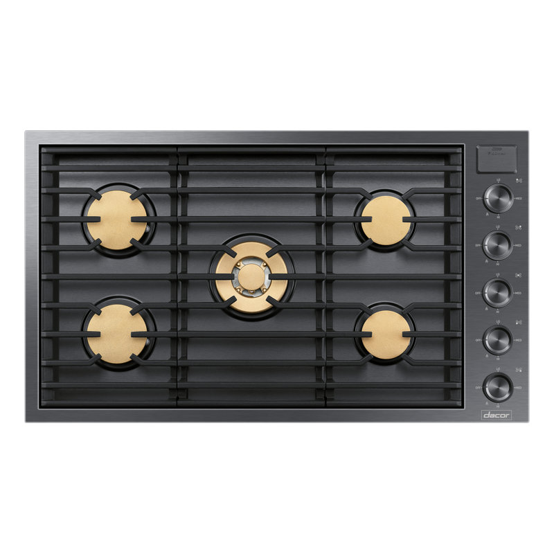 36" Gas Cooktop 5 Burners, Flush, Contemporary, NG/LP, Graphite Stainless