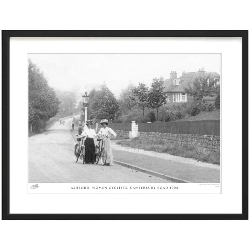 Ashford, Women Cyclists, Canterbury Road 1908 - Single Picture Frame Print, 45cm H x 60cm W x 2.3cm D