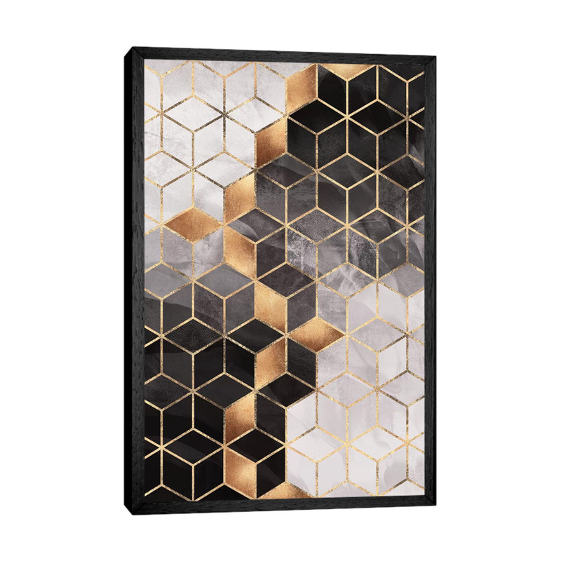Smoky Cubes I - Print on Canvas, Black Framed, 152.5 cm H x 101.5 cm W