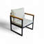 Canapé 1 place avec accoudoirs en bois de pin et coussin en tissu de lin