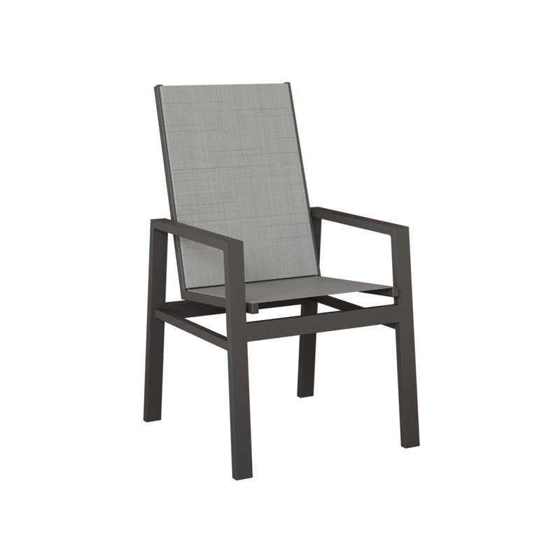 Chaise de salle à manger à haut dossier en aluminium graphite Berlin, Charm platine, Graphite moucheté