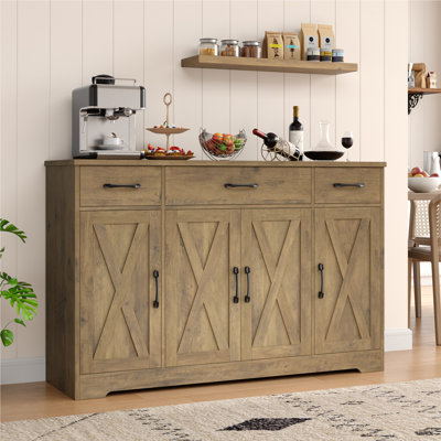 Adra 55.1'' Sideboard with 3 Drawers, Adjustable Shelves