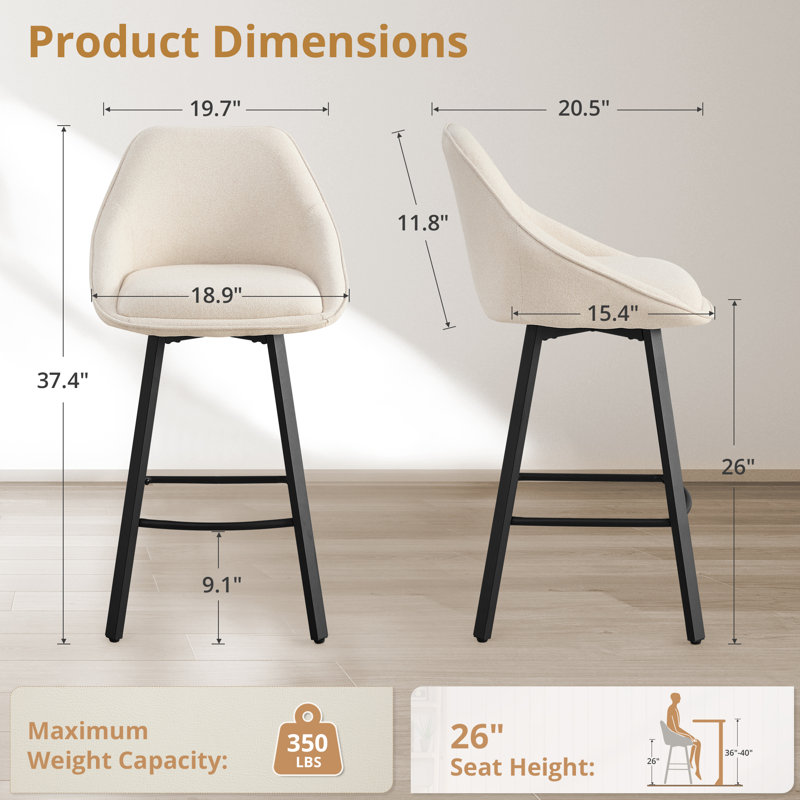 Modern Dining Bartools Stools, Beige