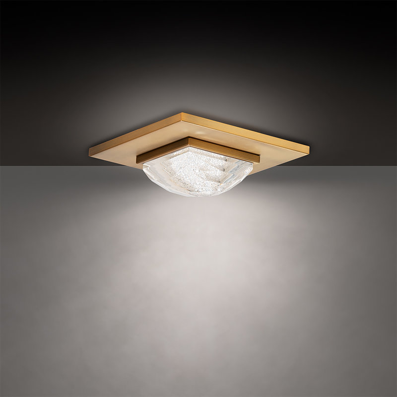 Promenade 1 Light Crystal LED Flush Mount, Aged Brass