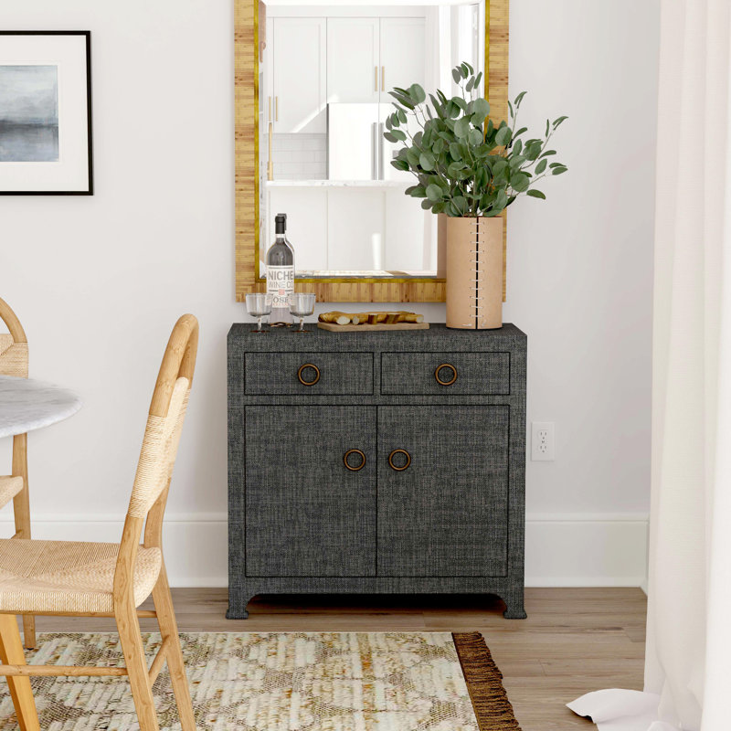 Butler Chatham Navy Raffia 2-Drawer Cabinet, Charcoal