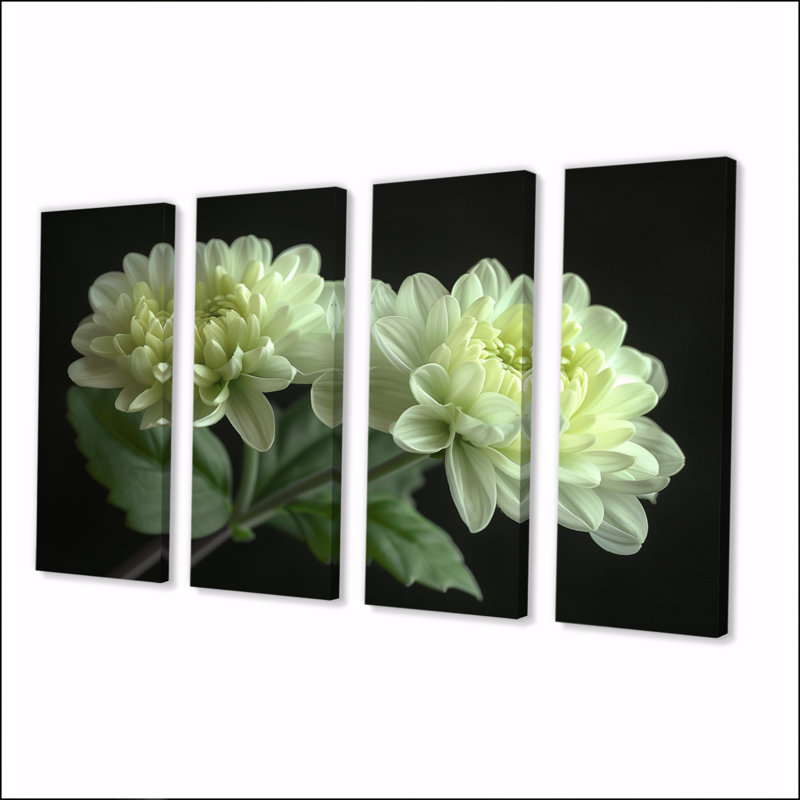 «Green Monicolom Mums Flowers Bouquet» - ensemble d'art mural de mamans, H 28 po x l 48 po