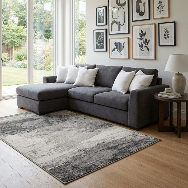 Ivy Bronx Glomma Nathanyl Rug Black, Rectangle 7'10" x 11'