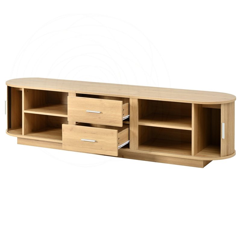 Meuble télé avec tiroirs et rangement caché American Style, Acacia Wood